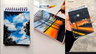 4 Aesthetic Scenery Paintings Tutorial Realistic Scenery With Water Colour
