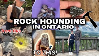 Rock hounding in BANCROFT Ontario | Princess Sodalite Mine Farm, travel Ontario, finding amethyst!