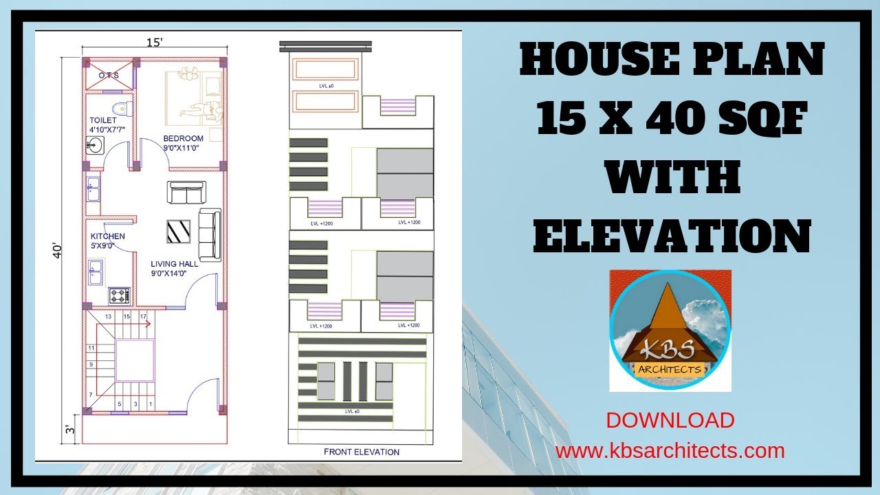 15 X 40 EAST FACING HOUSE PLAN WITH ELEVATION IN HINDI