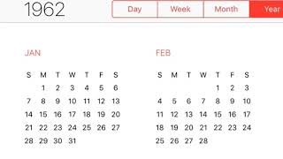 1962 Calendar