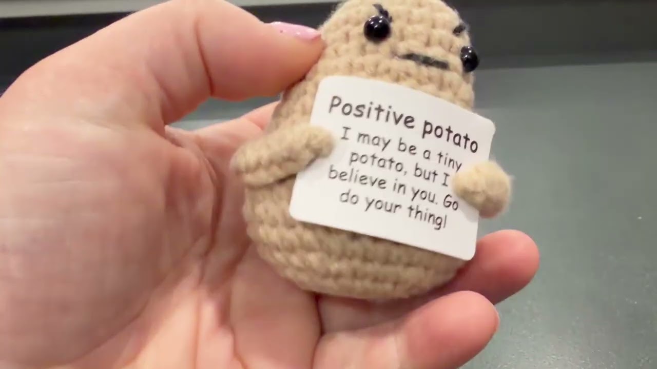 Positive Potato Crochet Doll, Cute Funny Emotional Support Funny Gag Gifts with Positive Card