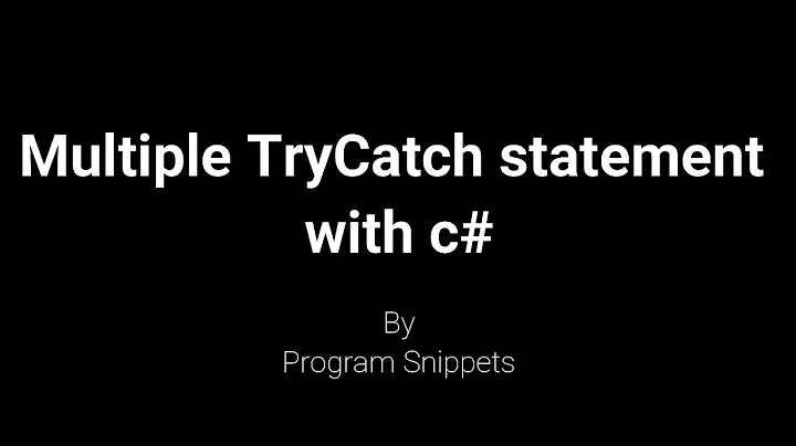 Multiple Try Catch Statement in C#