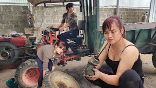 Genius girl repairs and restores a farm car.