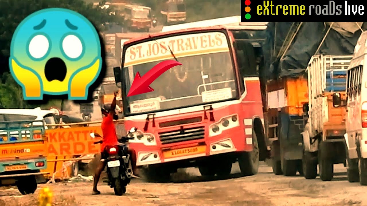 Kerala private Bus horrible off-road overtakes.