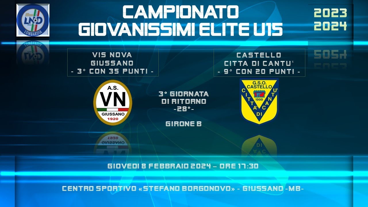 Sintesi Vis Nova Giussano vs Castello di Cantù - 3°giornata di ritorno