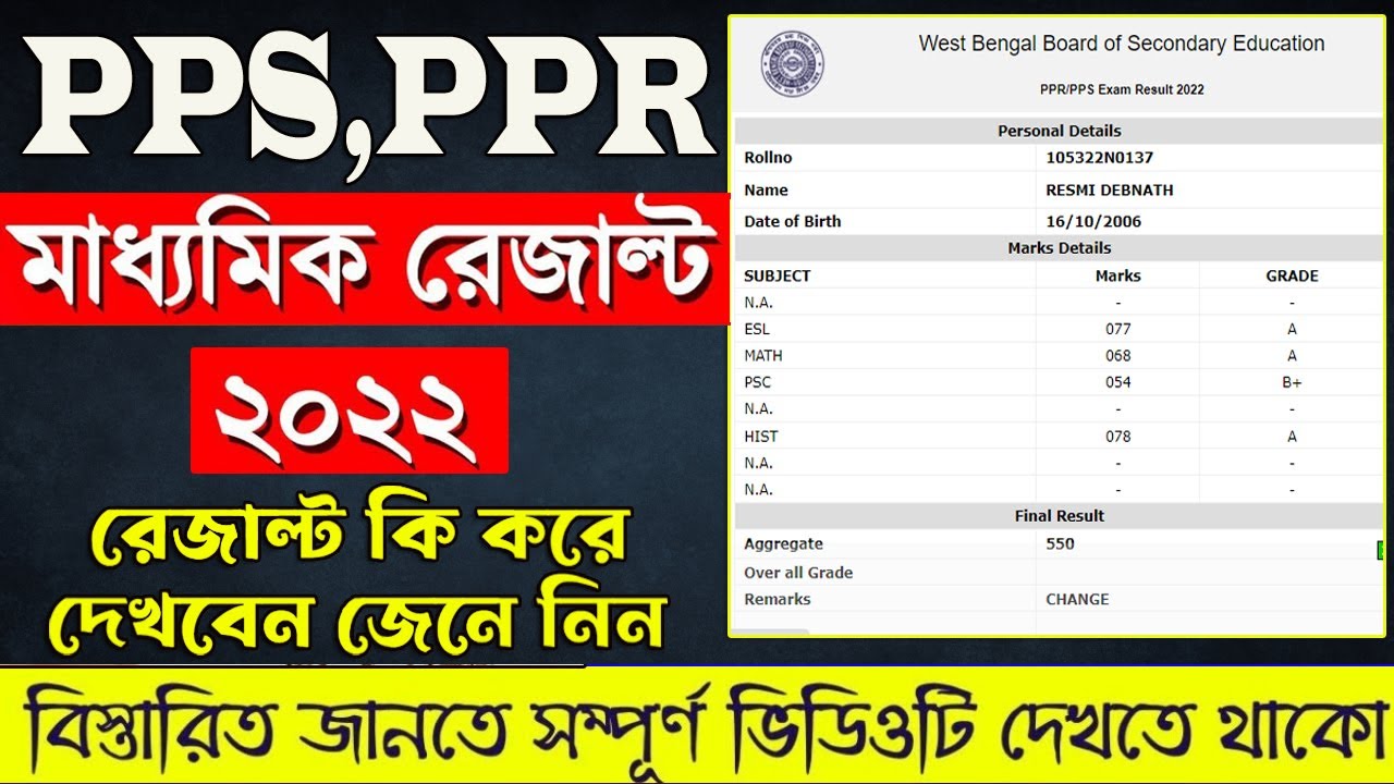 Madhyamik & HS PPR / PPS result 2022 | PPR PPS Madhyamik Result | Madhyamik Results Change Meaning