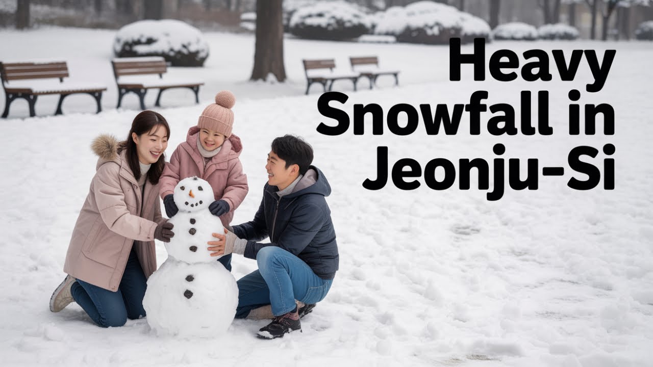Heavy Snowfall in Jeonju City, South Korea