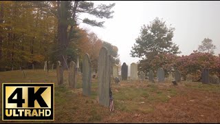 1782 Porter Cemetery, Lyme, NH. A Quiet, Foggy Walkthrough on a Cool Fall Morning, in 4k.