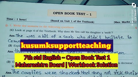 7th std English Open Book Test 1 | Maharashtra Board Workbook Full Solution | Kusumksupportteaching