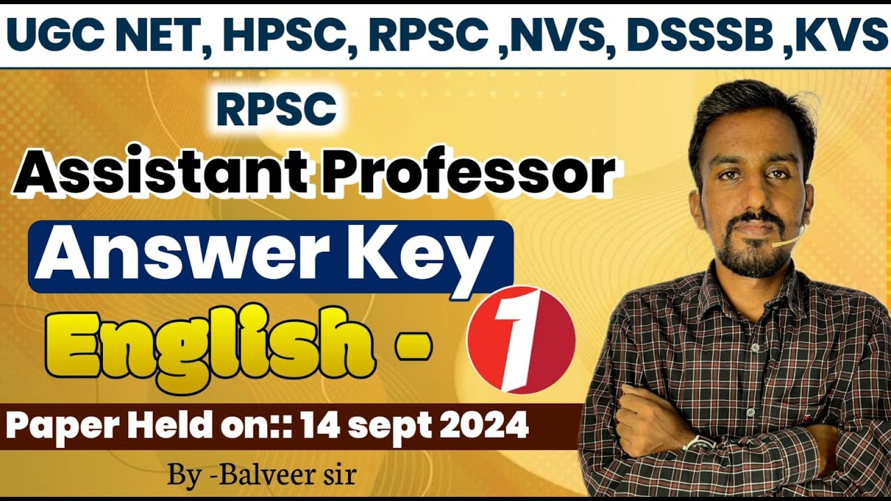 RPSC Assistant Professor Answer Key by Balveer Sir || 