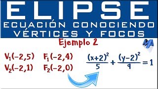 Ecuación de la elipse dados los focos y vértices | Ejemplo 2