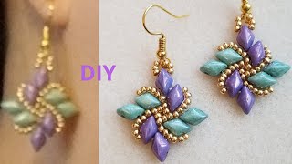 Diamond Duo Fan How to make DIY Beading Tutorial Beaded Earrings Beaded Jewelry