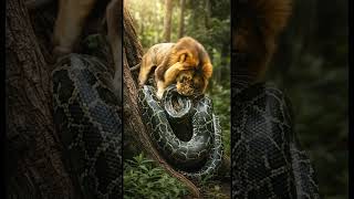 Lion vs Python Showdown | AI  #Shorts