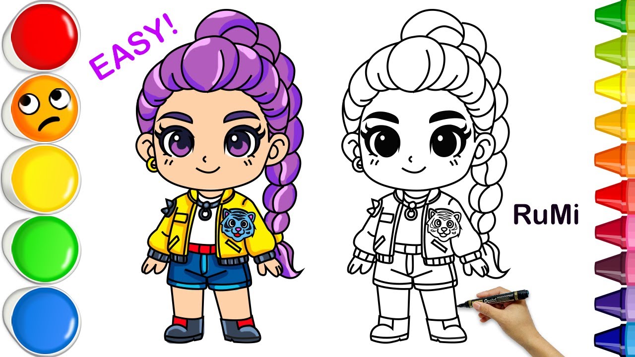 How to Draw Cute Rumi KPop Demon Hunters Step By Step - YouTube