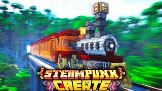 I Built a MOVING TRAIN with CREATE MOD in STEAMPUNK Minecraft