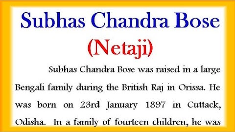 Subhas Chandra Bose biography in English 2023 Netaji Subhas Chandra Bose essay / speech in English