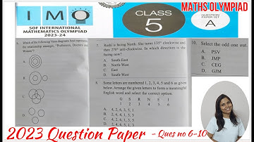 IMO 2023 Class 5 Question Paper SET A- Ques No 6-10 | Class 5 Math Olympiad Question Paper