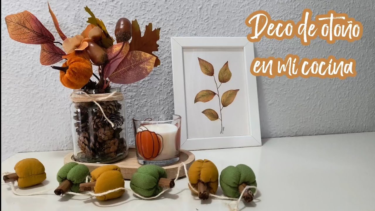 Decoración linda y económica para mi cocina 🍂  costura,reutilizar,diy, acuarelas #otoño #deco #diy 