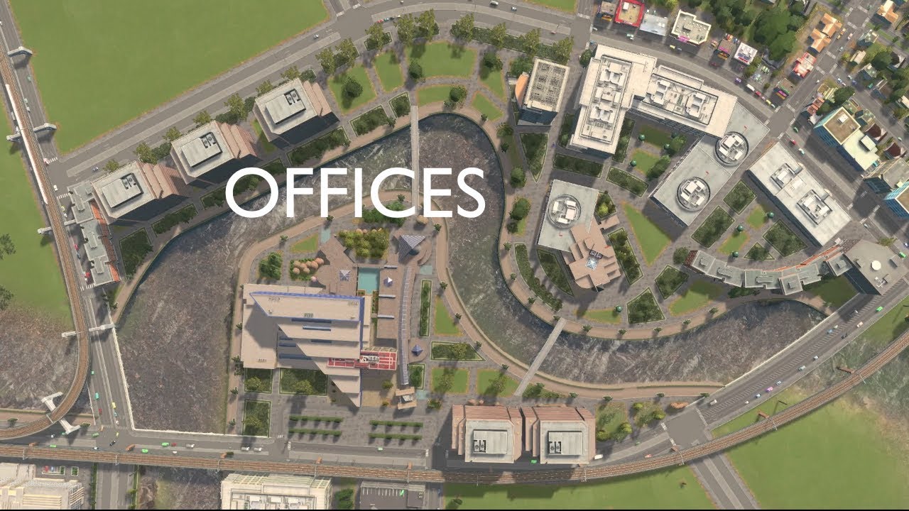 BUILDING OFFICE SPACE | GOVERNMENT AREA | Cities Skylines - YouTube