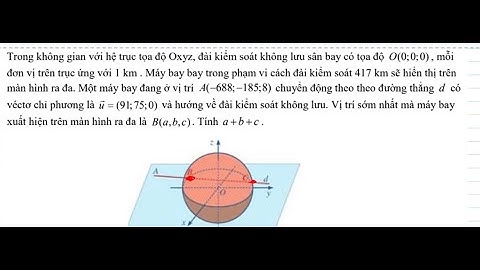 Toán 12:Trong không gian với hệ trục tọa độ Oxyz, đài kiểm soát không lưu sân bay có tọa độ O(0;0;0)