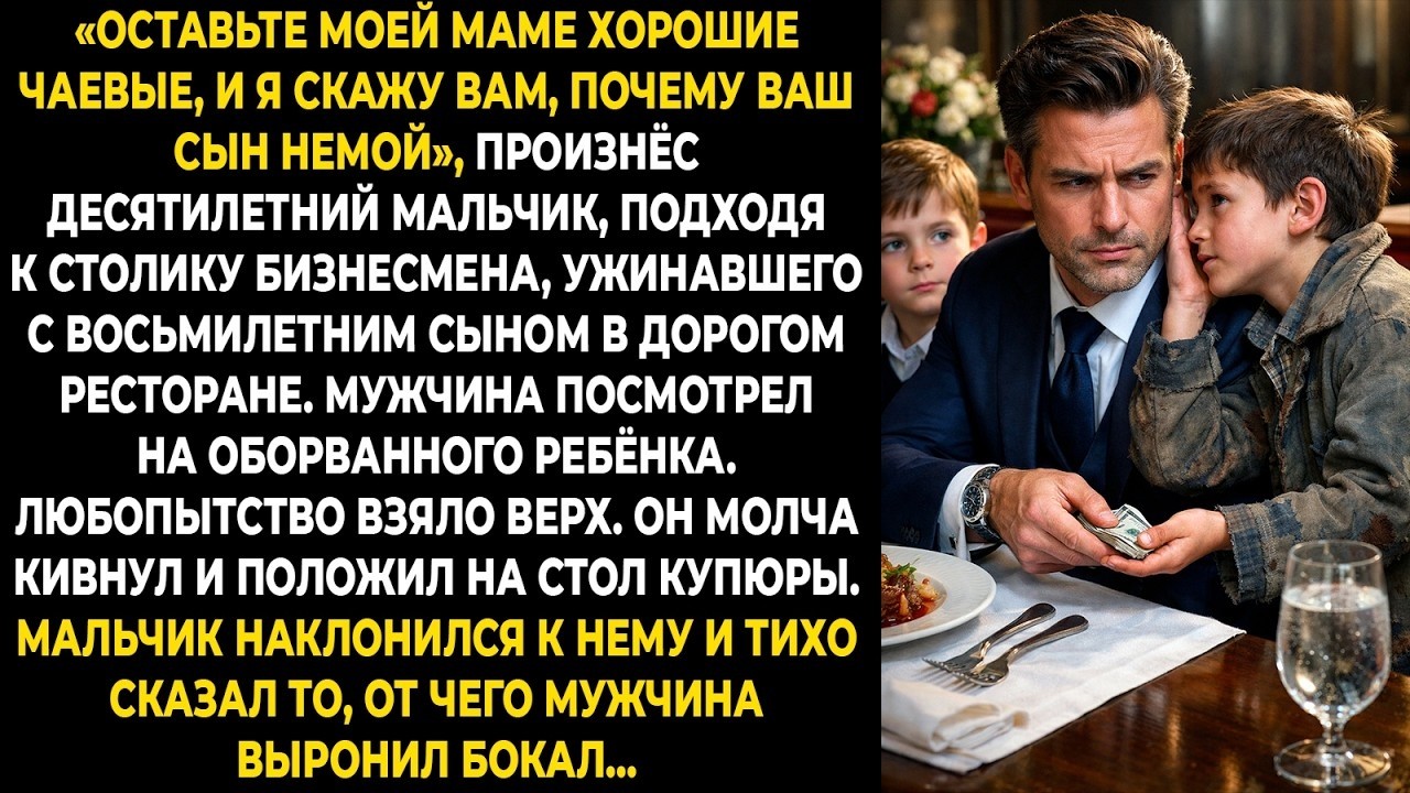 «Дайте моей маме щедрые чаевые — и я открою тайну, почему ваш сын не говорит», — сказал мальчик