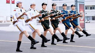 三军仪仗队女兵枪操表演/中国退役女兵：若有战，召必回/Wonderful performance by retired female soldiers of the PLA honor guard