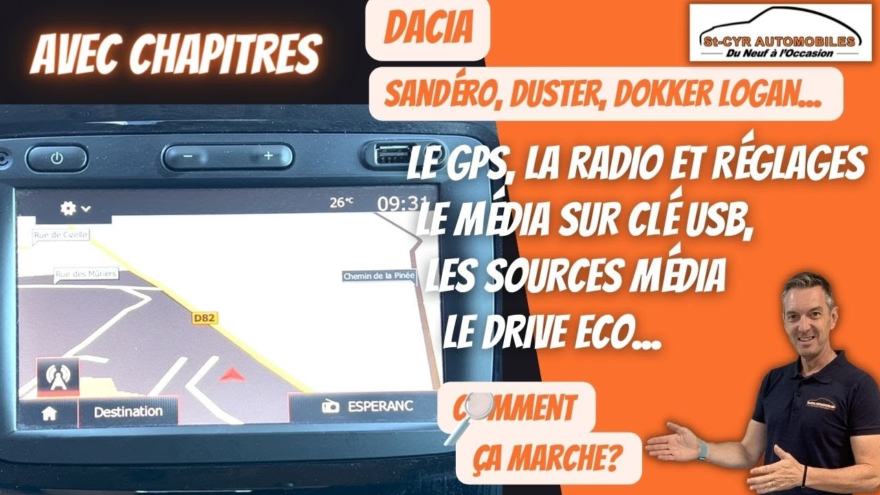 DACIA, Sandéro, duster, MCV, Dokker, Guide complet GPS, radio