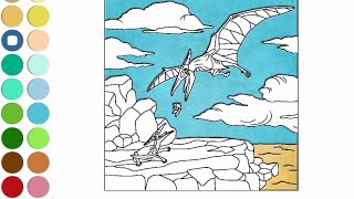 Mewarnai Dinosaurus, Pterodactyl, Coloring Pages, Dinosaurus Kartun