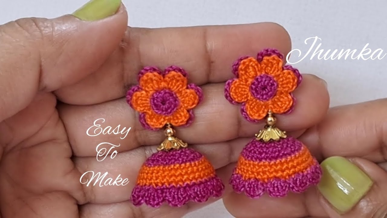 CROCHET JHUMKA BEAUTIFUL EARRINGS VERY EASY PATTERN YouTube