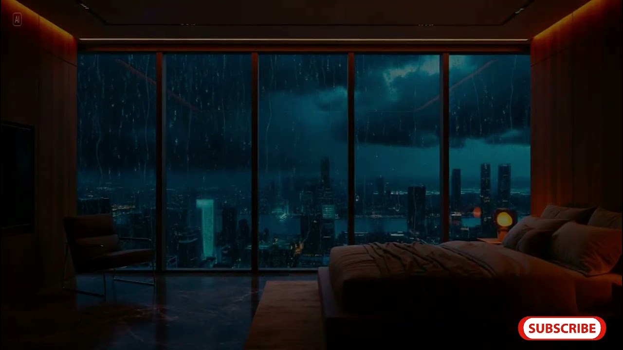Heavy Rain on Window in Cozy Dark Bedroom | Deep Sleep Every Night