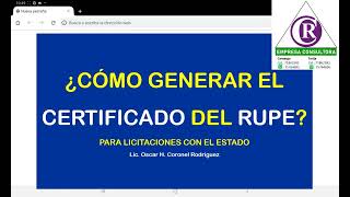 How to Generate a RUPE Certificate for State Tenders