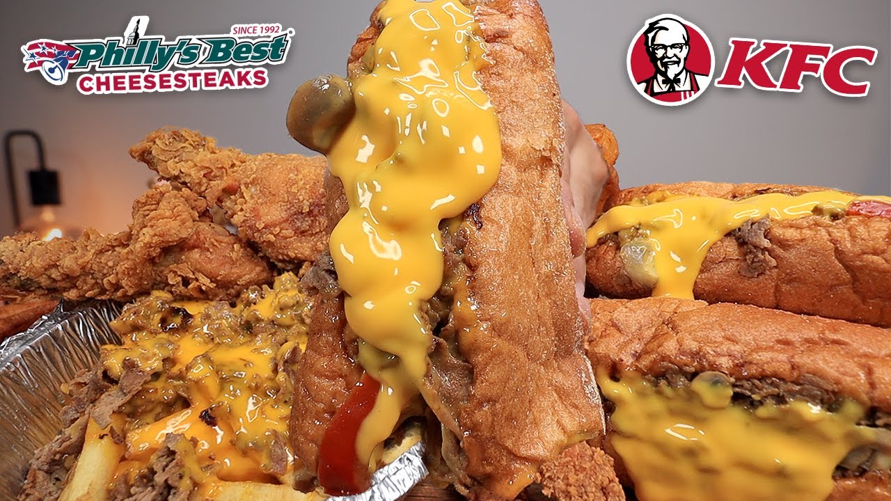 MUKBANG EATING PHILLY'S BEST CHEESY CHEESESTEAKS, CHEESY CHEESESTEAK