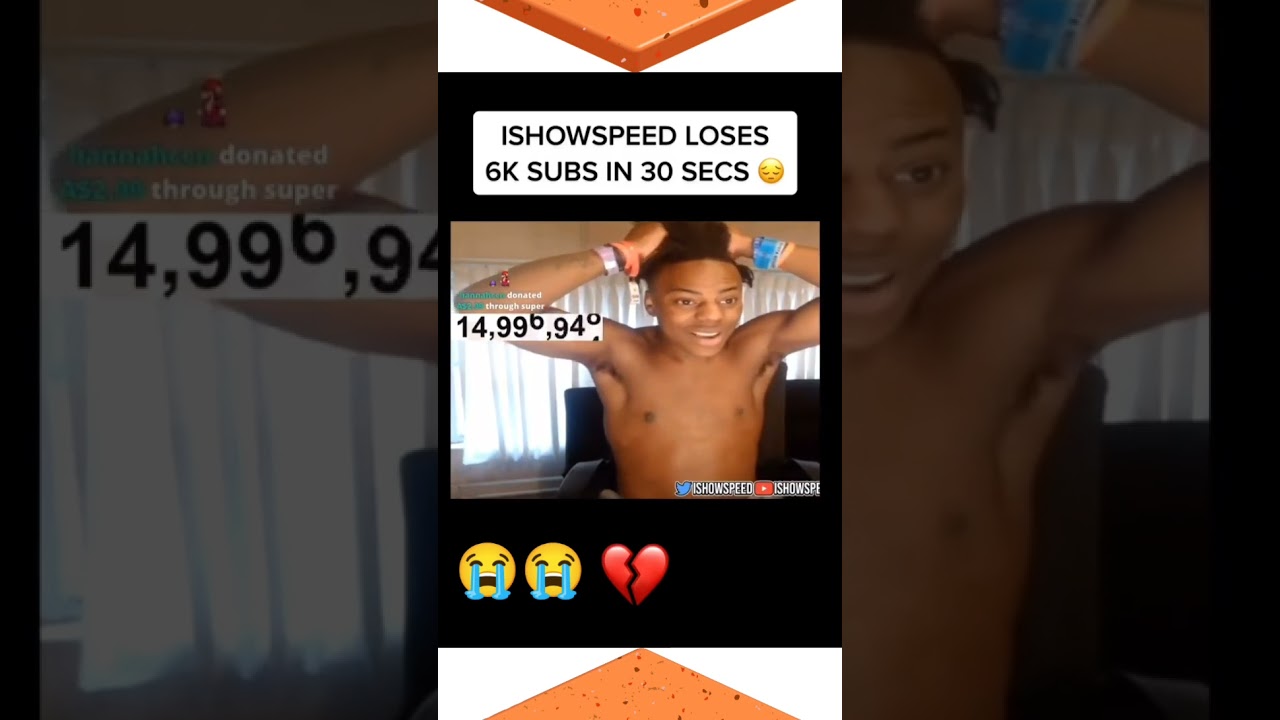 Ishowspeed lost 6k subscribers😰😭 #shorts #ishowspeed #funnymoments #funnyvideo #comedy
