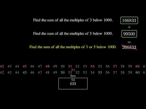Project Euler Problem 1. Find the sum of all multiples of 3 or 5 below 1000.