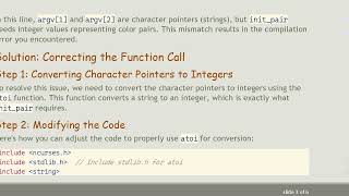 Fixing the no matching function for call to 'init_pair' Error in NCurses with C+ +