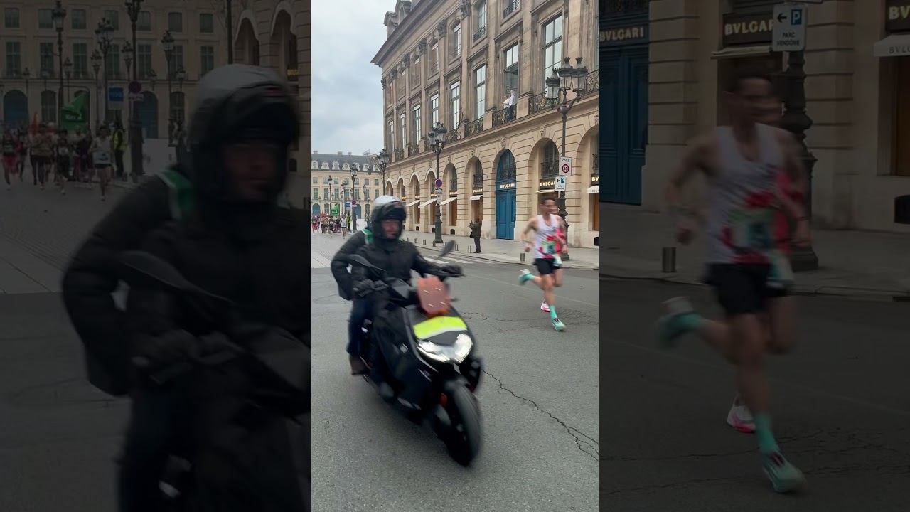 Marathon de Paris 2025 - Passage du plateau Élites au KM2  