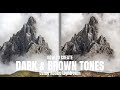 Creating a dark brown tone to images using Adobe Lightroom.
