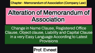 Alteration of Memorandum of Association in Company Law| CA Foundation | B.com | BBA