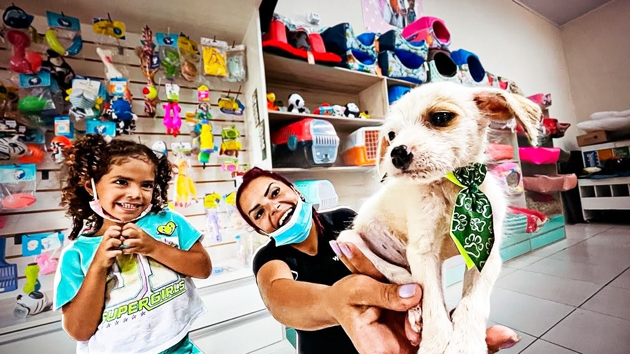 LEVEI MEU NOVO CACHORRINHO NO PET SHOP * muitos presentes * YouTube