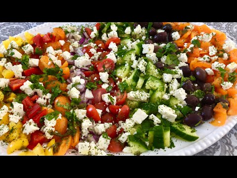 Greek Salad Platter , غوری سالاد گریکی , How To Make Healthy Greek Salad