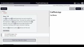 FreeCodeCamp - Responsive Web Design - Step 2 of 71 -  Learn HTML by Building a Cat Photo App - OLD