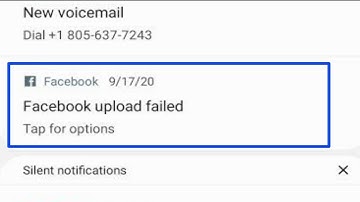 Facebook Fix upload failed tap for options | Facebook upload failed tap for options | Upload failed