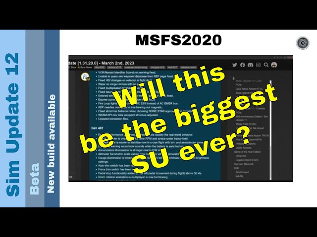 Flight Simulator 2020 - MSFS Update - Sim Update 12 - new build available