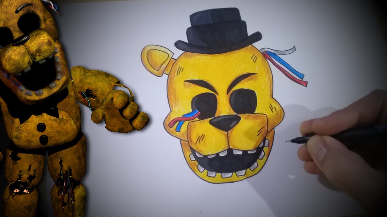 Desenho de Golden Freddy de Five Nights at Freddy's pintado e