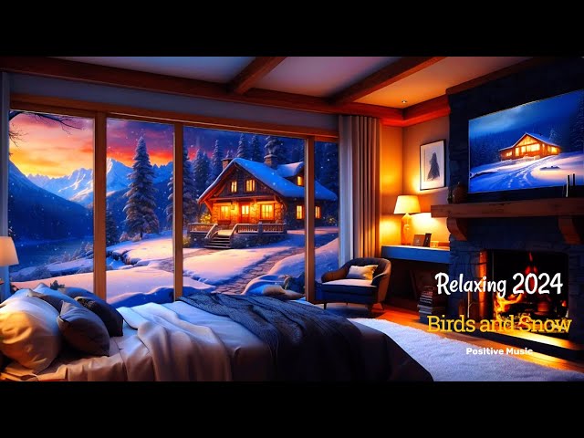 Relaxing birds and snow relaxing music 2024