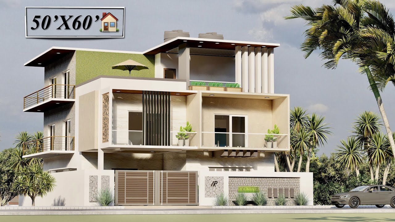 50X60 Feet Luxurious Contemporary House Design with GYM 3000 Sqft Villa Design YouTube