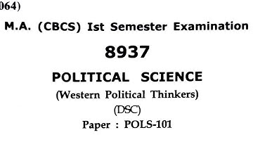 HPU M.A Political Science 1st Sem | POLS-101 | (Western political Thinkers) #hpu #shimla