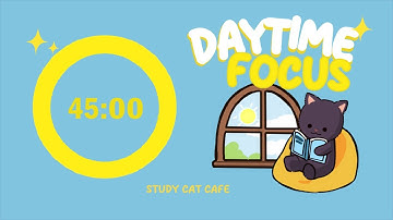 STUDY WITH ME Focus Pomodoro Timer 4x45 (3.5hr) | Cat Cafe 🐈| Lofi beats + white noise