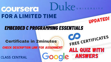 Embedded C Programming Essentials,(week-1-4) All Quiz Answers.#coursera #quiz #courseraanswers