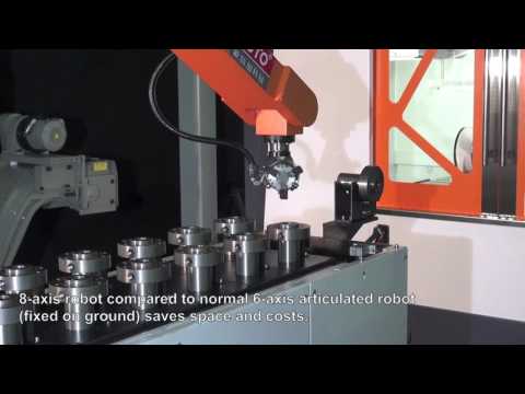 Victor Taichung Vturn 20E 2 off and Vc P106 with Elbow Robot mounted on the gantry TMTS 2016